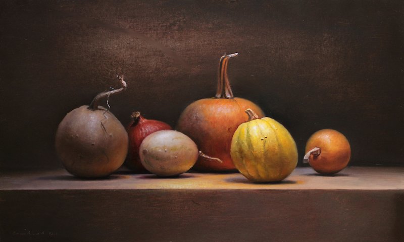 Stilleven met pompoenen - Stillevens Jos van Riswick