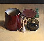 Stilleven met zilveren vaasje, 42x45, 2010.