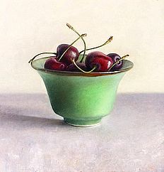 Stilleven met kersen, 26x26cm, VERKOCHT .