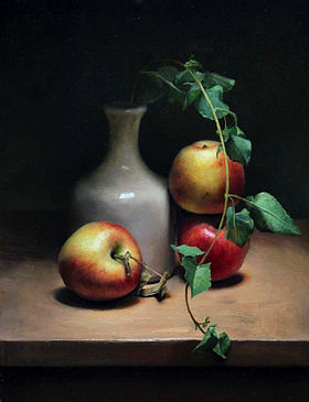 Stilleven met appels, 34x44cm, 2012.VERKOCHT 