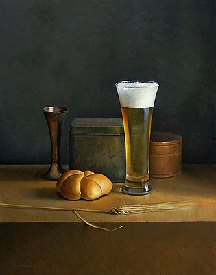 Stilleven met bier en gerst, 40x60cm, 2010. VERKOCHT