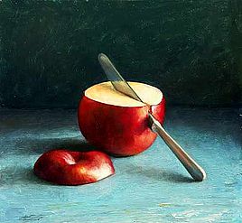 Stilleven met appel, 32x31cm, 2005 VERKOCHT