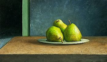 Stilleven met peren, 34x59cm, 2006.  VERKOCHT