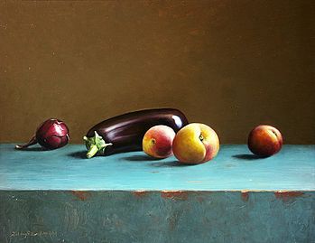 Stilleven met aubergine , 64x49cm, 2004 VERKOCHT