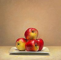 Stilleven met appelen, 42x45cm, 2010.