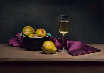 Stilleven met paars doekje, 40x57cm, 2013.