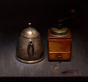 Stilleven met koffiemolen, 35x37cm, 2010.VERKOCHT