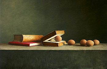 Stilleven met Open Boek, 87x56cm, 2005