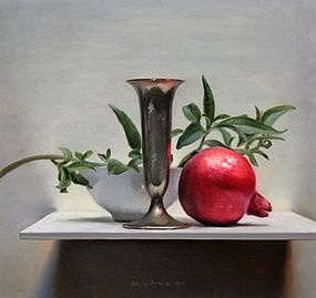 Stilleven met granaatappel, 35x33cm, 2012.VERKOCHT 