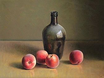 Stilleven met perziken, 44x33cm, 2011. 