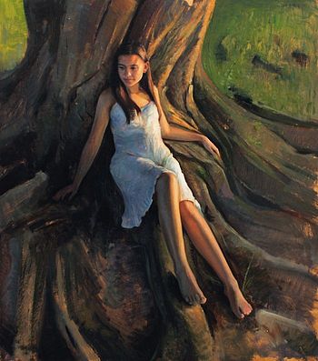 Figuurschildering met boom, 71x80cm, 2012.