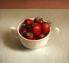 Stilleven met aardbeien, 32x35cm, 2009.VERKOCHT