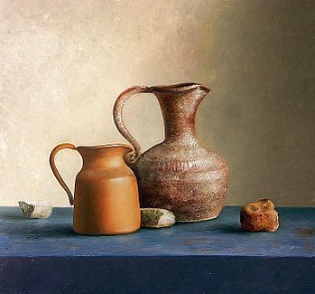 Stilleven met bodemvondsten uit het intratuinoicum, 50x47cm, 2005.VERKOCHT