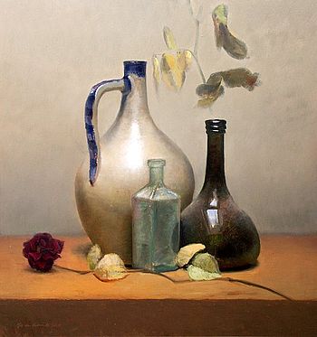 Stilleven met gedroogde roos, 46x49cm, 2010.VERKOCHT