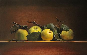 Stilleven met kweeappels, 50x32cm, 2011.VERKOCHT