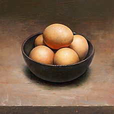 Stilleven met eieren, 25x25cm, 2010.VERKOCHT