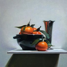 Stilleven met mandarijntjes II, 33x33cm, 2012.VERKOCHT 