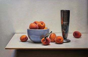 Stilleven met abrikozen, 50x32cm, 2012.VERKOCHT