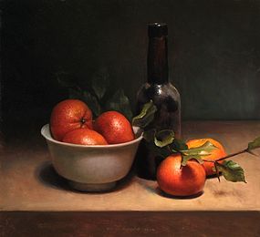 Stilleven met mandarijntjes, 35x32cm, 2012.VERKOCHT