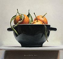Stilleven met mandarijntjes II, 22x20, 2011.VERKOCHT 