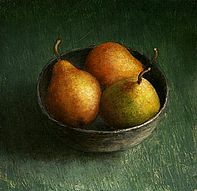 Stilleven met stoofperen, 20x20.5cm, 2005. VERKOCHT 