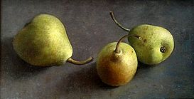 Stilleven met 3 peren, 33x16cm, 2007/8. VERKOCHT