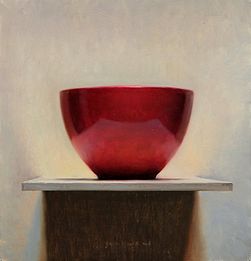 Stilleven rood kommetje, 31x29cm, 2012.