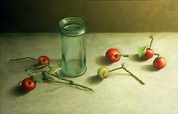 Glazen vaas met appels, 80x51cm, 2004 VERKOCHT