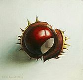 Kastanje, olieverf op paneel, 15x15cm VERKOCHT