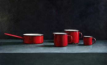 Stilleven met rood emaille, 72x44cm, 2005 VERKOCHT