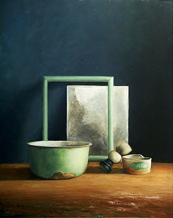 Stilleven met scheerspiegel, 54x68cm, 2004 VERKOCHT